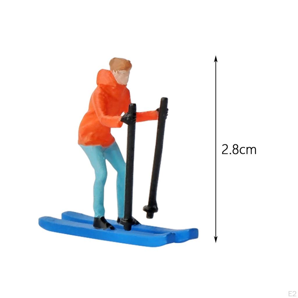 1/64 Scale Skiing Model People Figures Mini Skier Ornament for Miniature Scenes