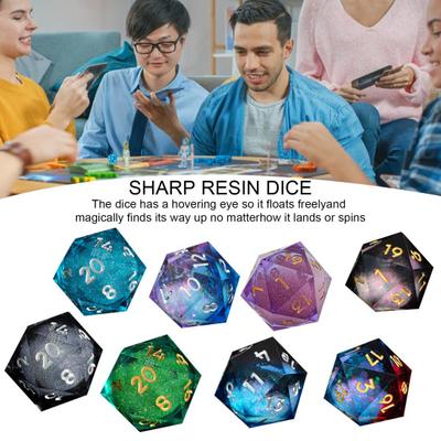 Flüssiger Kern Harz Würfel Scharfe Kante 20 Seiten Würfel Gold Silberfarbene Zahl