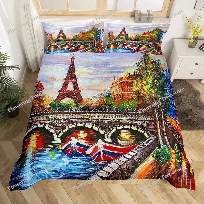 Brug Landschap Digitaal Print Dekbedovertrek Set Voor Kinderen Jongens Meisjes Polyester Beddengoed Set Dubbel Eenpersoons Maat Met Kussensloop