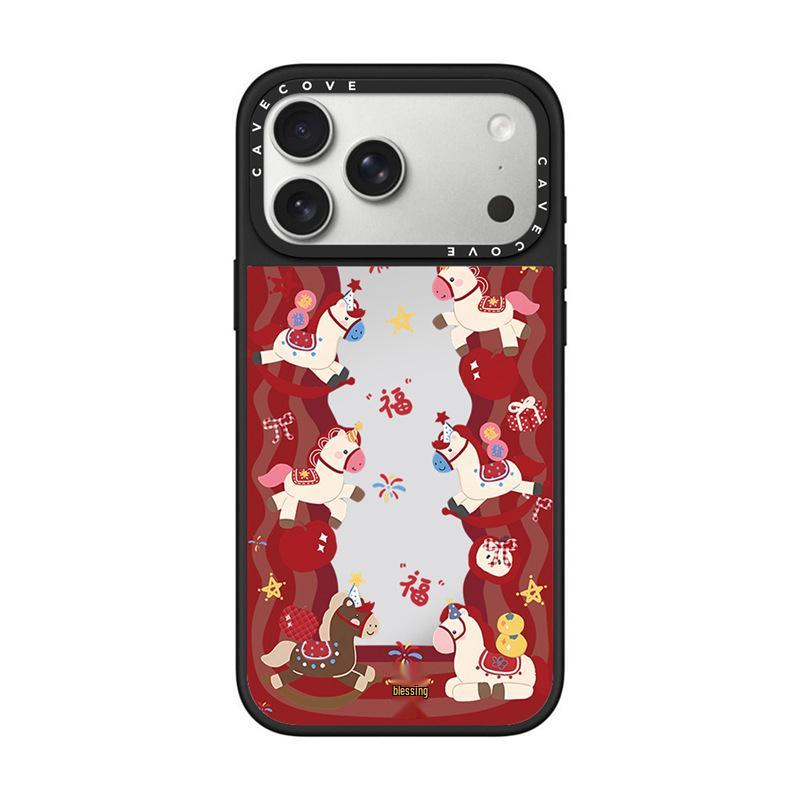 

Year of the Horse Red Wave Pattern MagSafe Case for Apple iPhone 17 Pro Max Transparent iPhone 13 Pro