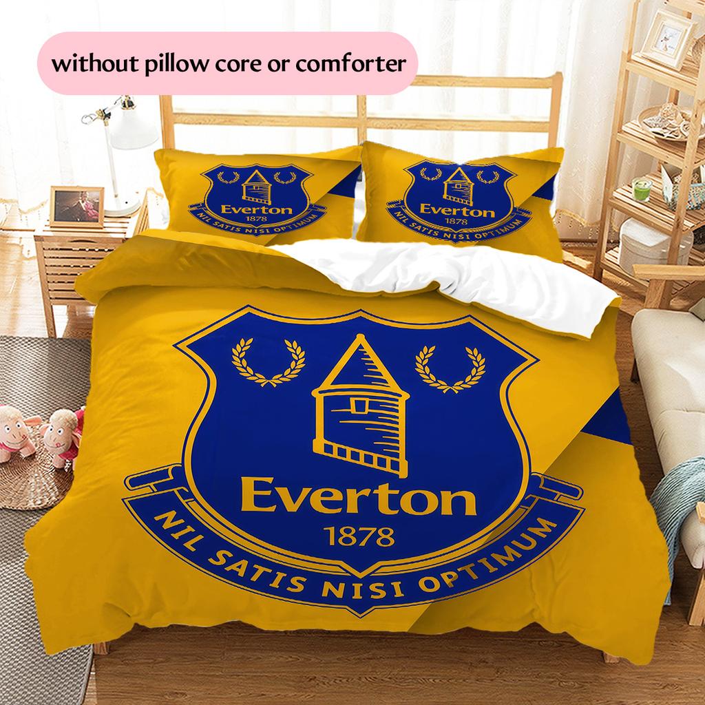 Everton Football Club Pattern Bedding Quilt Set Home Decoration Gift (1 * duvet cover + 2 * pillowcase without core)