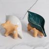 Modern Ceramic Soap Holder NonSlip Base Golden Leaf Pattern Soap Dish Organizers Tray for Bathroom Kitchen Essential