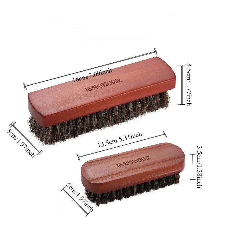 Horsehair Brush with Birch Wood Handle Soft Bristle for Leather Shoe Polish Suede and Nubuck Cleaning Care