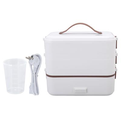 Heated Lunch Box 1.2 Liters 3 Tiers Food Grade PP Stainless Steel Silicone Handle Electric Lunch