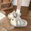 Niedliche gekritzelte Welpen flauschige Hausschuhe Damenbekleidung 2025 Herbst und Winter neu ins Wind vielseitig rutschfest Taschenkopf Hausschuhe