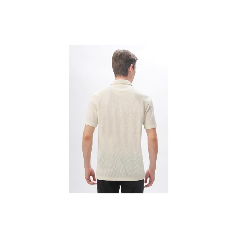 FYLTR Men's Regular Fit Knit Shirt (FYLSS24MKS-301_Vanilla Bean M)