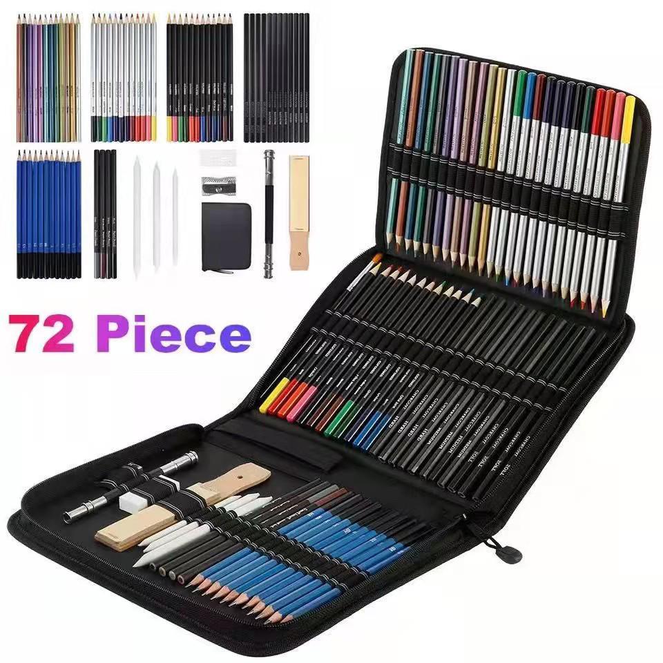 72-Piece Water-soluble & Metallic Colored Pencil Art Set for Kids