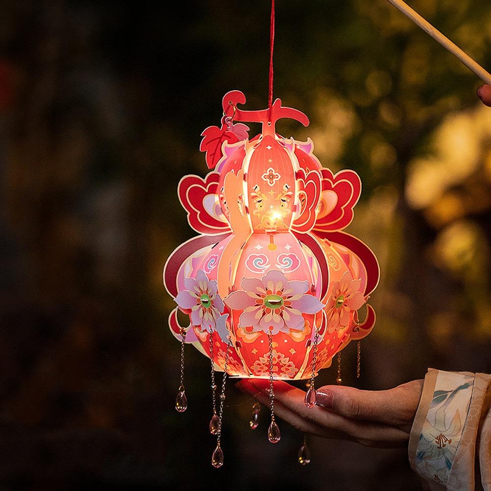 Chinese Style Portable Gourd Lantern PVC Antique Lantern LED Lantern Toys  Good Luck Gift