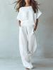 Women's 2026 Summer European & American Casual Linen Suit - Loose Drape Two-Piece Set
