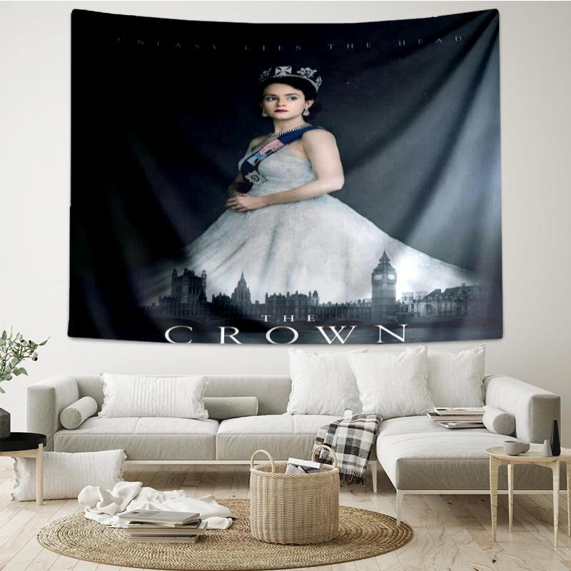The Crown Print Tapestry, Backdrop, Easy Setup, Ideal for Bedroom, Office & Living Room, with Aesthetic Wall Hanging Decor.