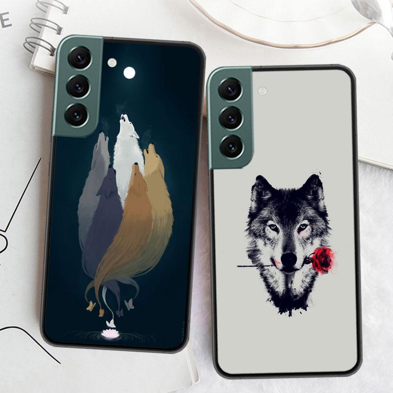 Snow White Blue Eyes Wolf Phone For Samsung Galaxy S20 FE S21 Plus S22 S23 S24 Ultra Case S10 S10E S9 S8 S7 Edge Cover Silicone