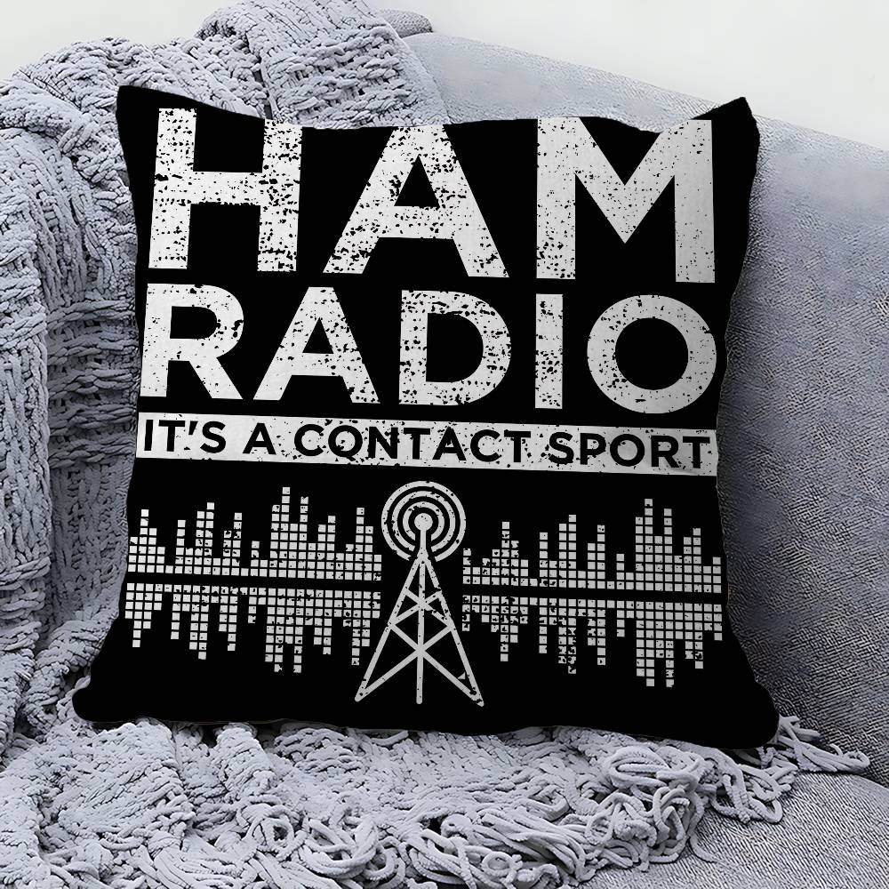Licensed H-Ham Retro Radio Cushion Cover Pillowcase Upholstery Sofa Throw Pillow Home Decor Pillowcas