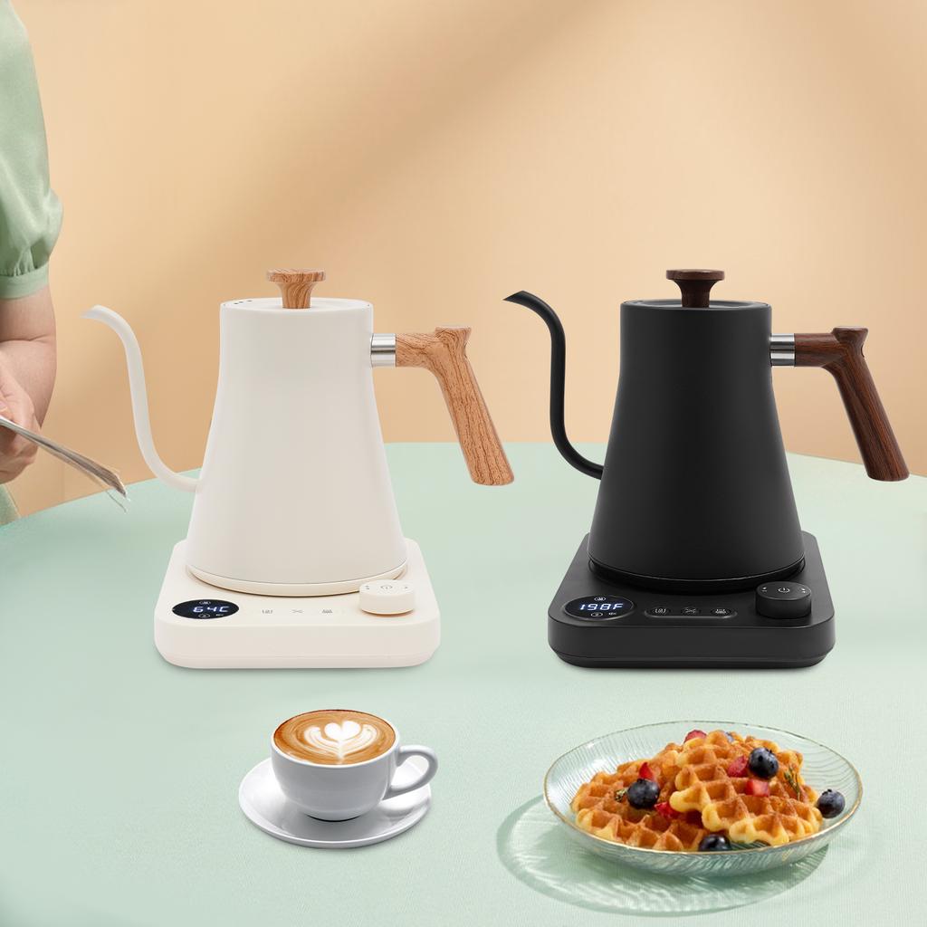0.9 L Stainless Steel Electric Gooseneck Kettle,110V Black/ White 1200W Electric Kettle Tabletop 28*20.5*22cm for Home,Offices