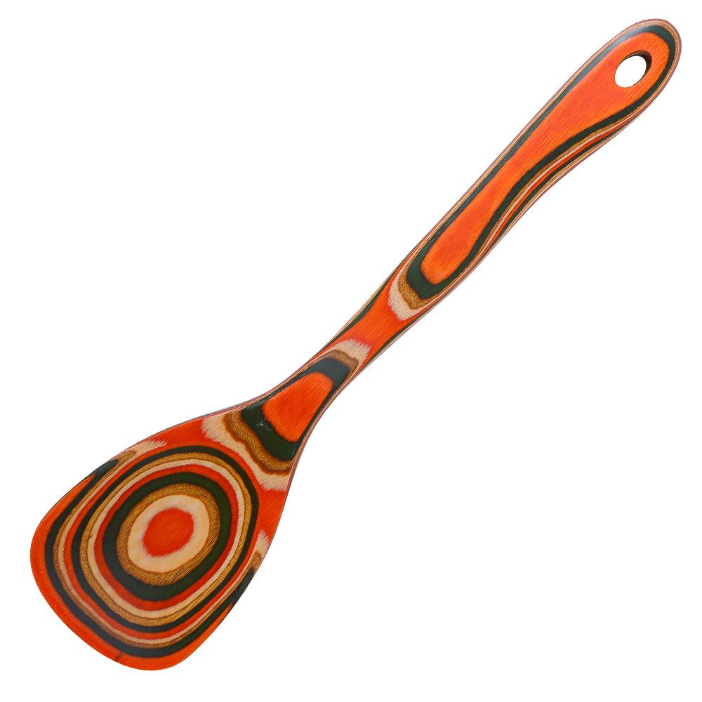 Colored Wooden Kitchen Set: Non-stick Ladle, Strainer, and Spatula.