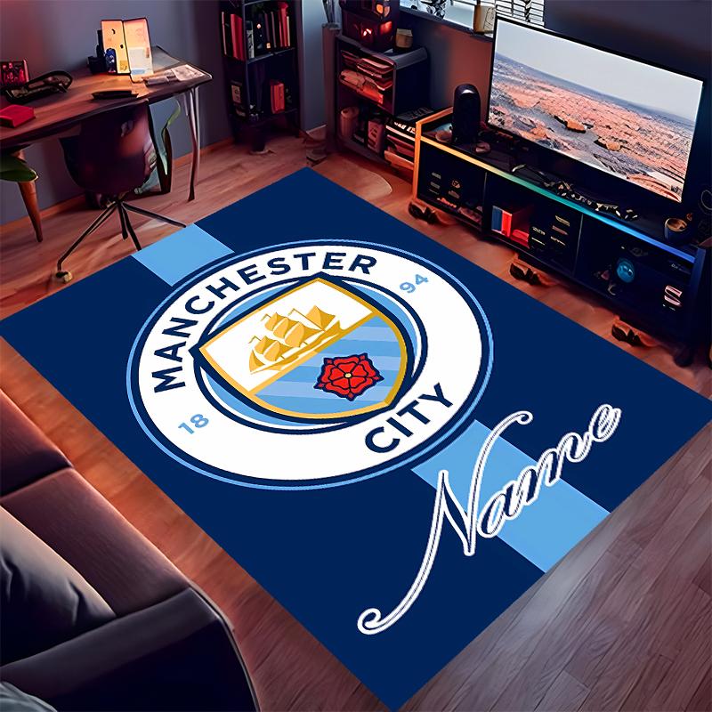 Op maat gemaakte Manchester City F.C. Print Vloerkleed - Zacht, Wasbaar Antislip Binnentapijt, Woonkamer, Huis & Kantoor Decoratief Tapijt