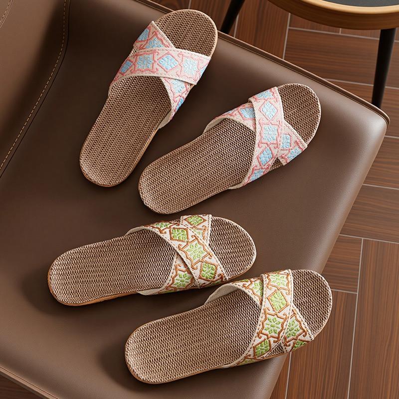 Four Seasons Linen Slippers Men's Couples Home Use Non-slip Soft Bottom Comfortable Women's Cotton and Linen Sandals Spring and Autumn Factory