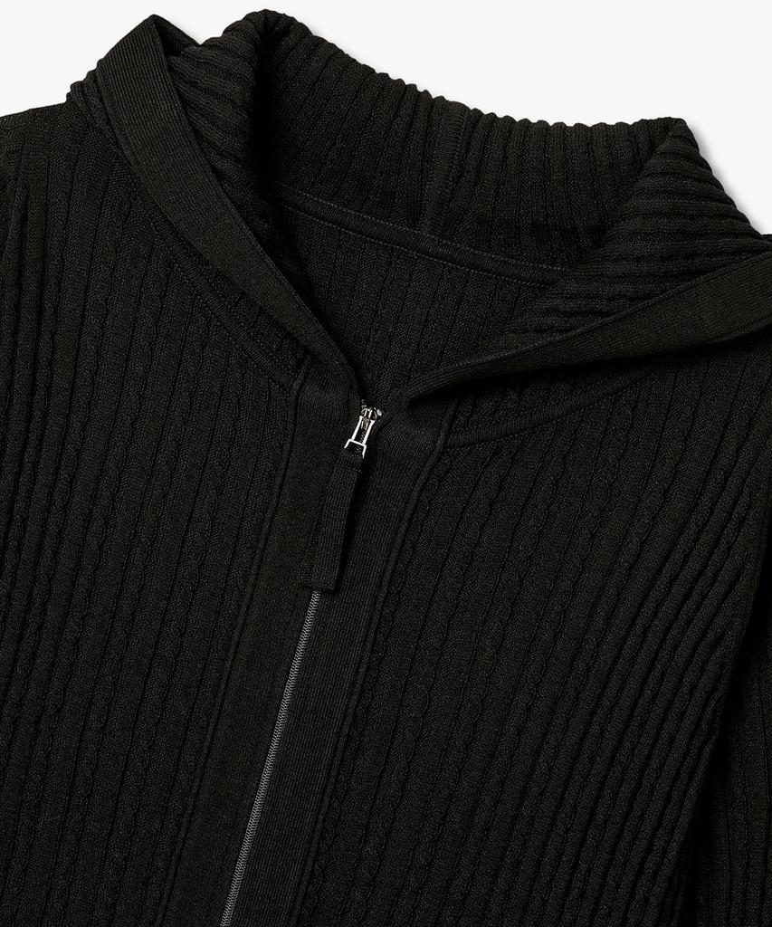 Voice Of Voices Hooded Cable Knit Zip-Up_Black 7156250002