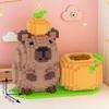 Capybara Building Block Pen Holder Multi-Function Desk Organizer for Office Supplies Cosmetics Birthday Gift Desktop Decoration