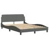 VidaXL Bed Frames with Headboard, Upholstered Bed with Slatted Base, Double Bed with Bedroom Footboard, Grey 373166