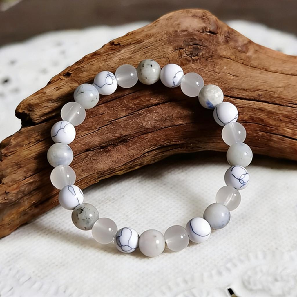 Bead Stone Bracelet, Vintage Multicolor Cardboard Lobster Clasp Bracelet Jewelry