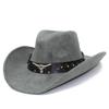 Bent-brimmed western cowboy hat cow head accessories high-end PU leather knight hat versatile top hat