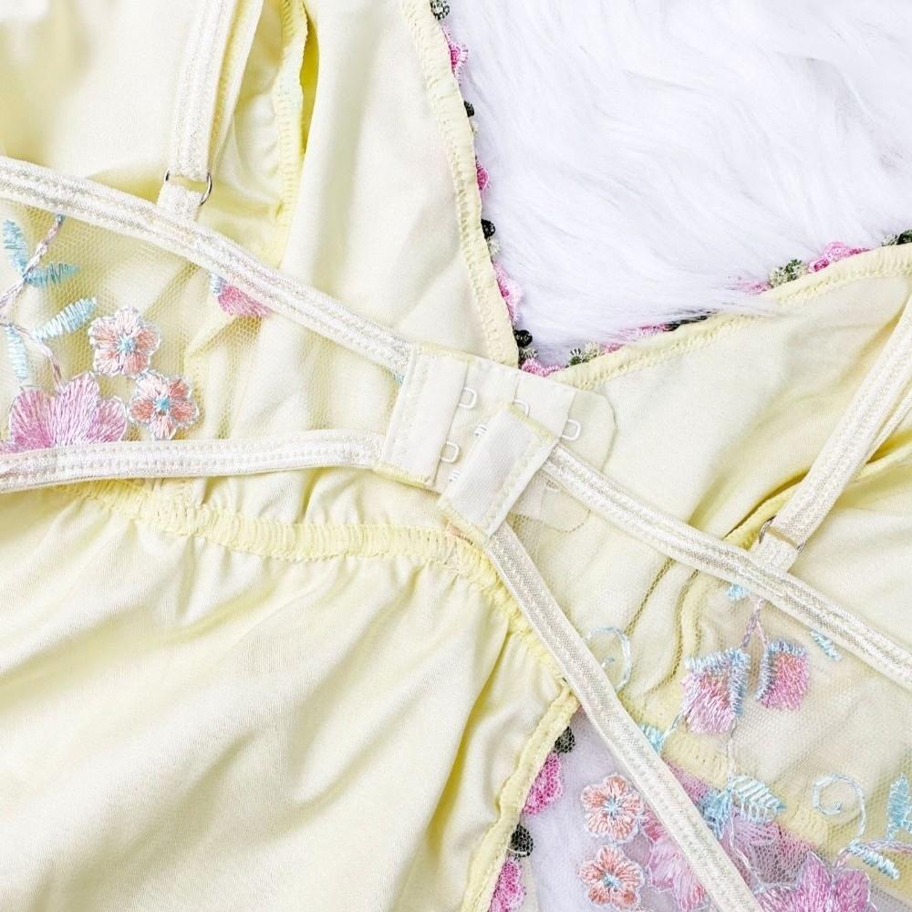 Embroidered Women's Pajama Dress Thin Lace Bow Slim Sling Nightgown Party Club