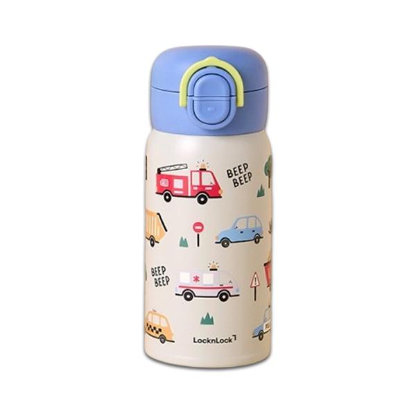 

LocknLock Kids One Touch Stainless Water Bottle Leak Proof Thermos Tumbler 350ml 4 Designs Blue Vehicle