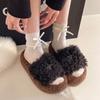 Fashion Curly Wool Slippers Women Lambs Fur Shoes Thicken Soled Platform Slides Ladies Woolen Pantufa Shearling Loafers Furry Shoes