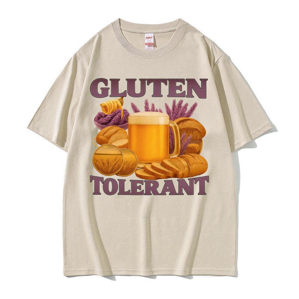 Gluten Tolerant Funny T Shirt Gluten Intolerant Lactose Meme Tee Shirt Unisex Women Fashion Vintage Humor Short Sleeve Tshirt Tops