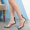 New Square Head Crystal Thick Heel Transparent Sexy Cool Boots Women's Water Shoes Medium Tube Women