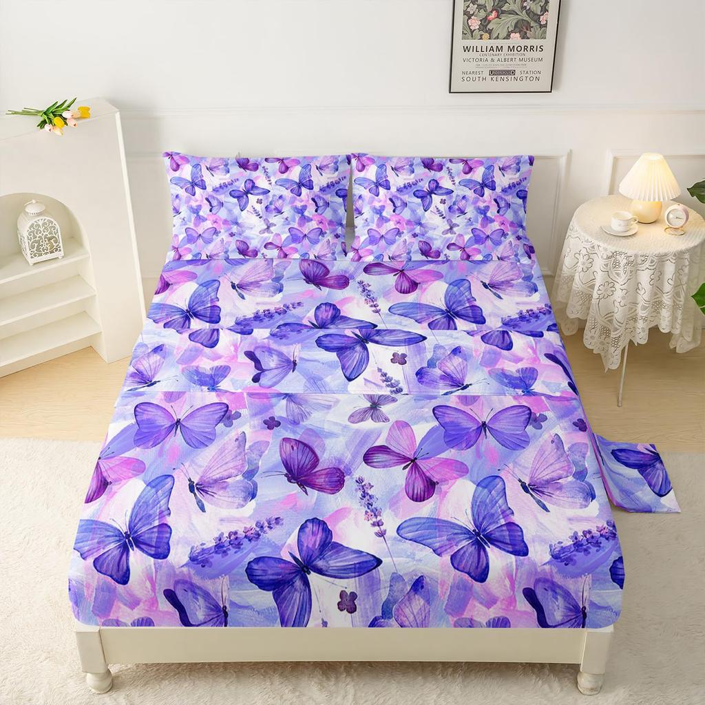 Forest Animal Fox Deer Bear Pattern Sheet Four-Piece Bedroom Room Dormitory Bedding Decoration