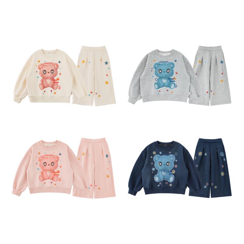 Girls' Cartoon Print Sweatshirt & Pants Set