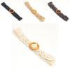 Vintage Boho Woven Waist Belt With Wooden Clasp For Women Casual And Festival Wear