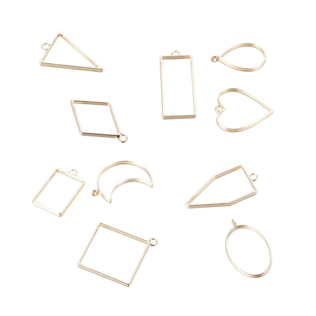 10ks smíšených geometrických přívěsků na zavěšení na šperky Hledání Crafts Silver