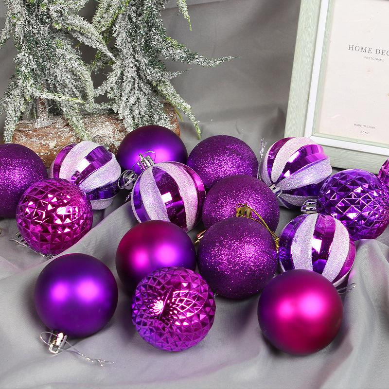 Christmas Glitter Painted Plastic Balls Set - Festive Decor Supplies Boxed