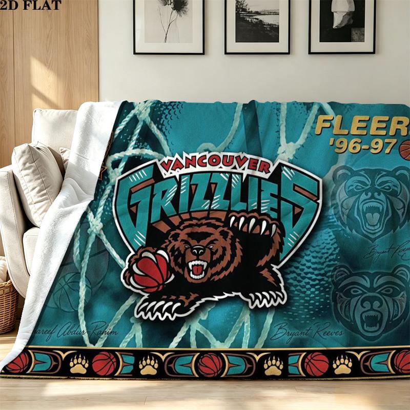 Vintage Vancouver Grizzlies Print Flannel Blanket High Quality Warm Comfortable Cover for All Seasons Perfect for Gifts Home Decor