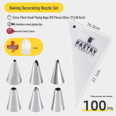 Zhaoran 100-Pack Disposable Piping Bags with 6 Tips