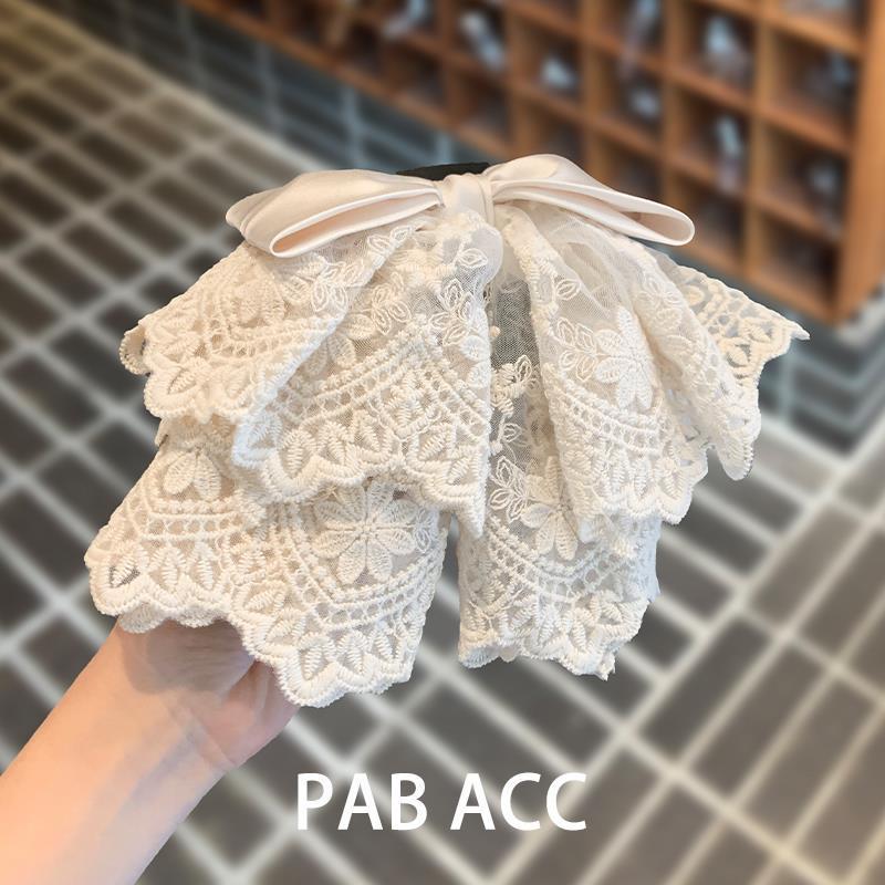 Elegant 3D Lace Bow Ponytail Claw Clip - Korean Style Solid Color Hair Accessory for Women