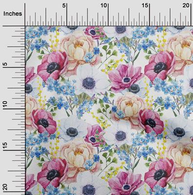 Βαμβακερό Ελαστικό Ανοιχτό Ροζ Ύφασμα Λουλούδι Καλλιτεχνικό Υλικό Ραφής Εκτυπωμένο Ύφασμα ανά Γιάρδα 40 ίντσες