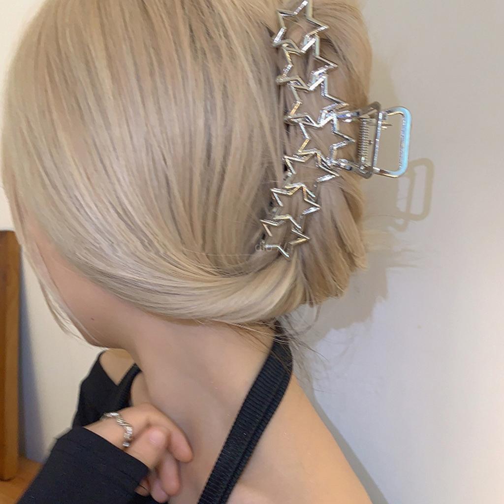 Large Metal Hair Claw Clip Fish Bone Irregular Hairpins Punk Style Silver Hair Claws Barrettes Women HairClips Hair Accessories