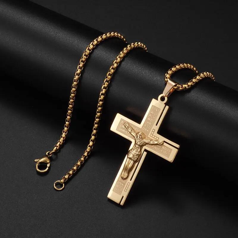Personality Creative Design Religious Jesus Christ Cross Pendant Amulet Simple Men's and Women's Necklace