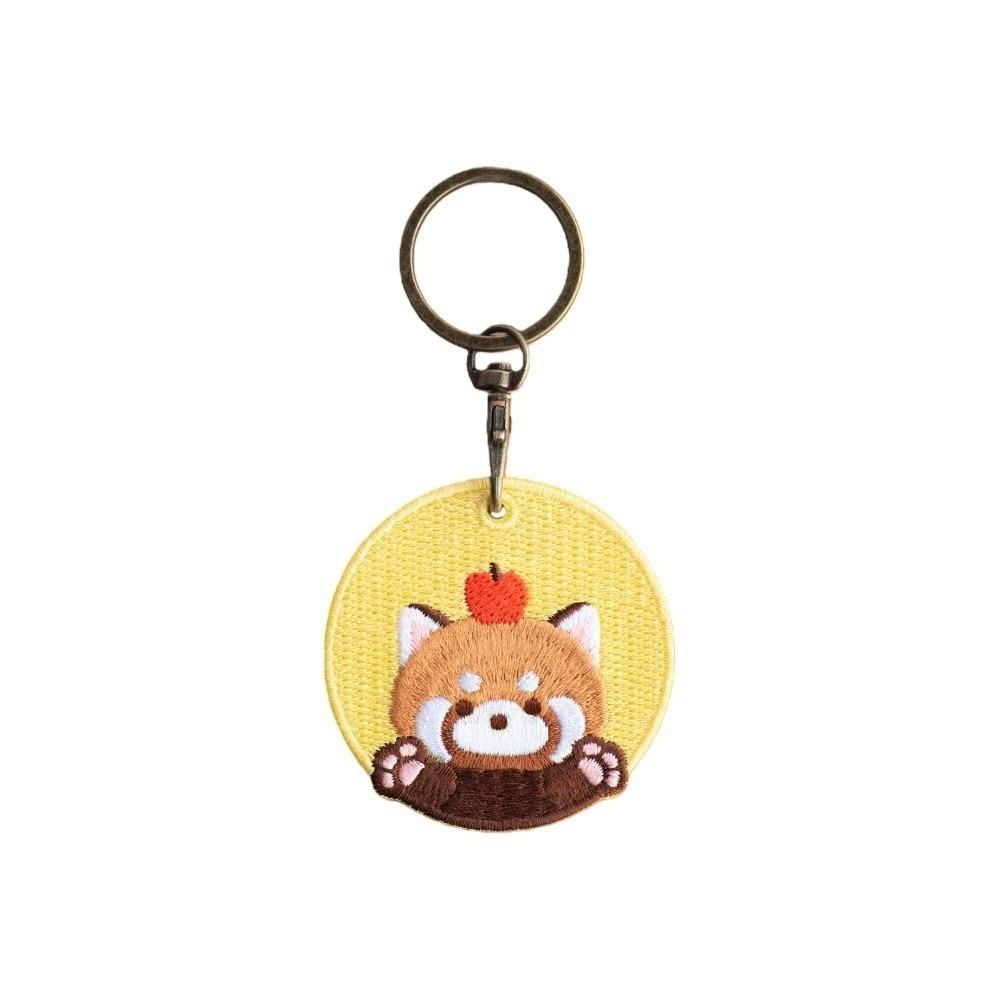 

Double-sided Embroidery Red Panda Keychain Creative Costumed Red Panda Pendant Unisex Style 1