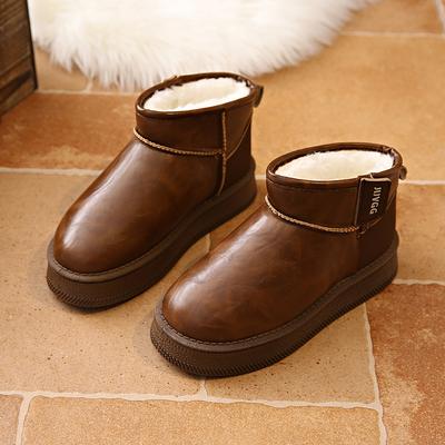Fashion Women's Flat Snow Boots Winter New Fashion Round Head Sleeve Thick Sole Anti-slip Wear-resistant Short Boots