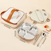 WORTHBUY Cute 304 Stainless Steel Divided Lunch Box With Cutlery Heatable Large Capacity Sealed Food Container Set For Student