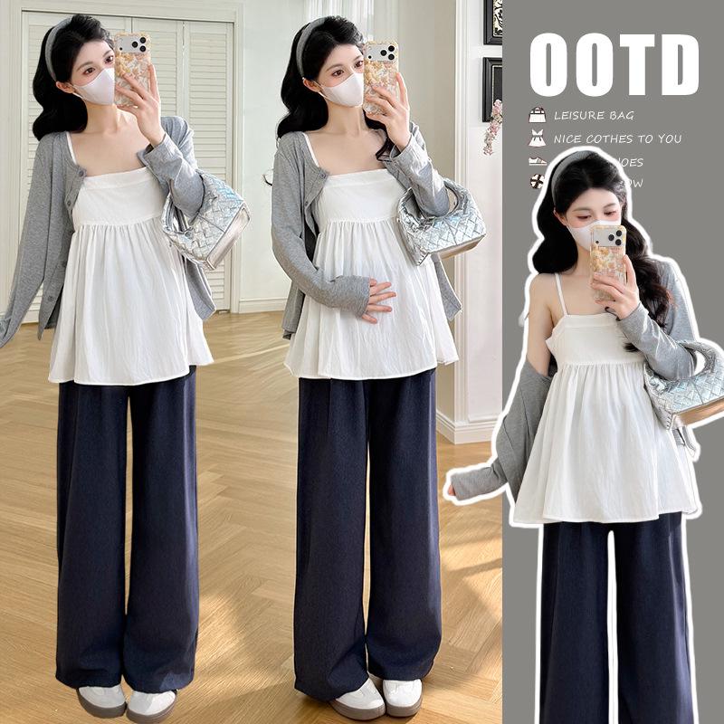 

2026 Spring Lightweight Sun Protection Long Sleeve Camisole & Washed Denim Pants Set L