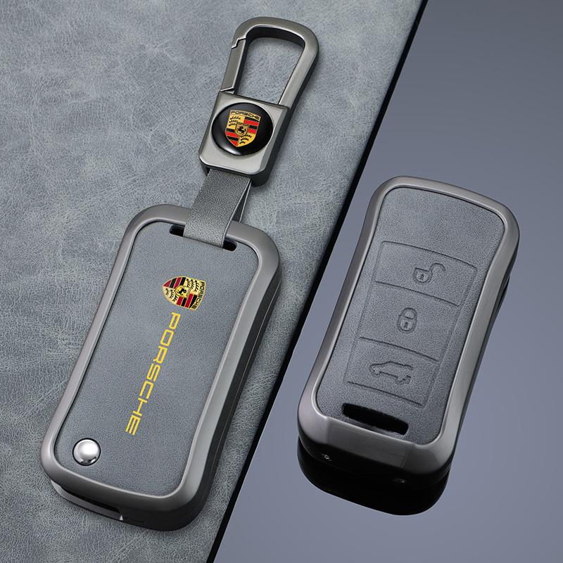 Zinc Alloy Leather Car Smart Flip Key Case Cover Remote Protector Shell For Porsche Cayenne GTS Panamera Carrera GT3 Accessories GO3
