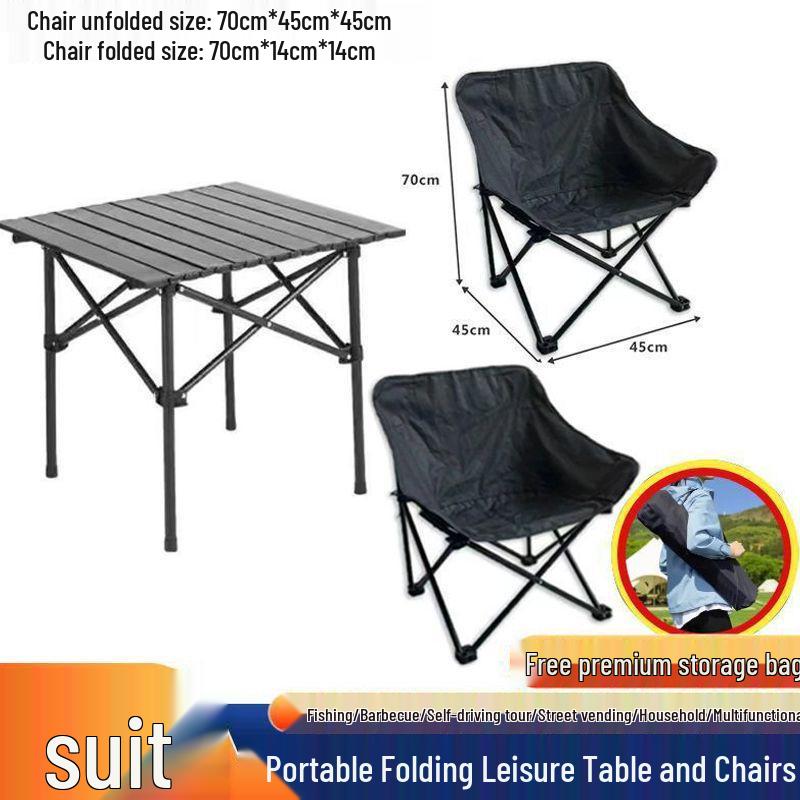 Portable Outdoor Folding Chair & Table Set with Backrest for Camping & Home Use