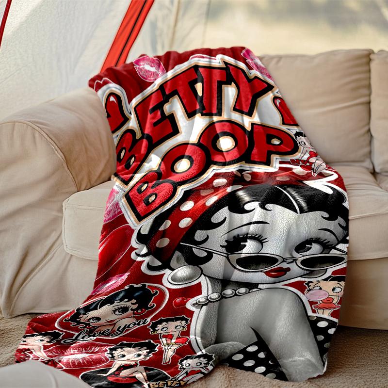 1pc Betty Boop Blanket, Home Printed Throw Blanket - Soft Blanket Gift for Family, Washable Sofa Bed Blanket