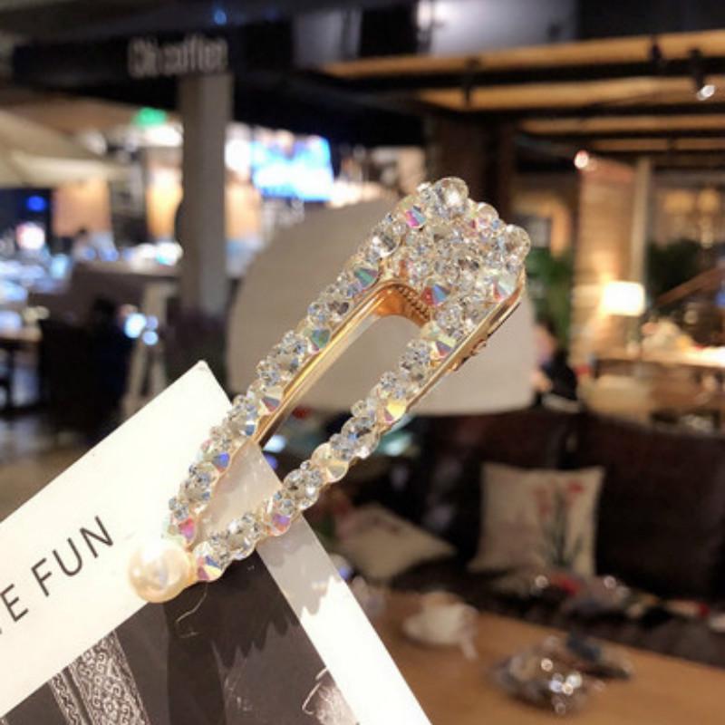 Women Crystal Diamond Hair Clips Barrette Grips Pearl Hairpin BBclips Accessories