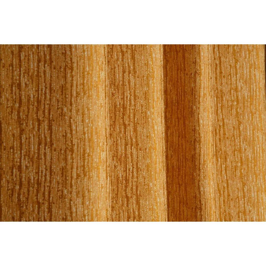 Set om 2 stycken kraftiga polyestergardiner med texturdesign i guld färg med öljetter